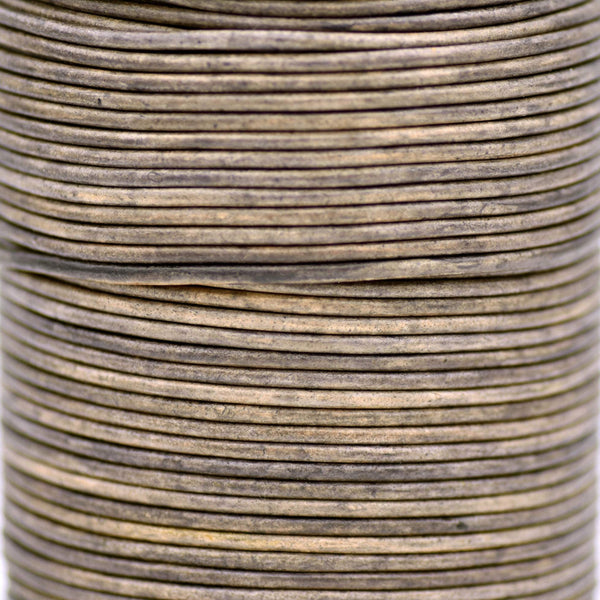 Vintage Grey Brown Leather Cord Round
