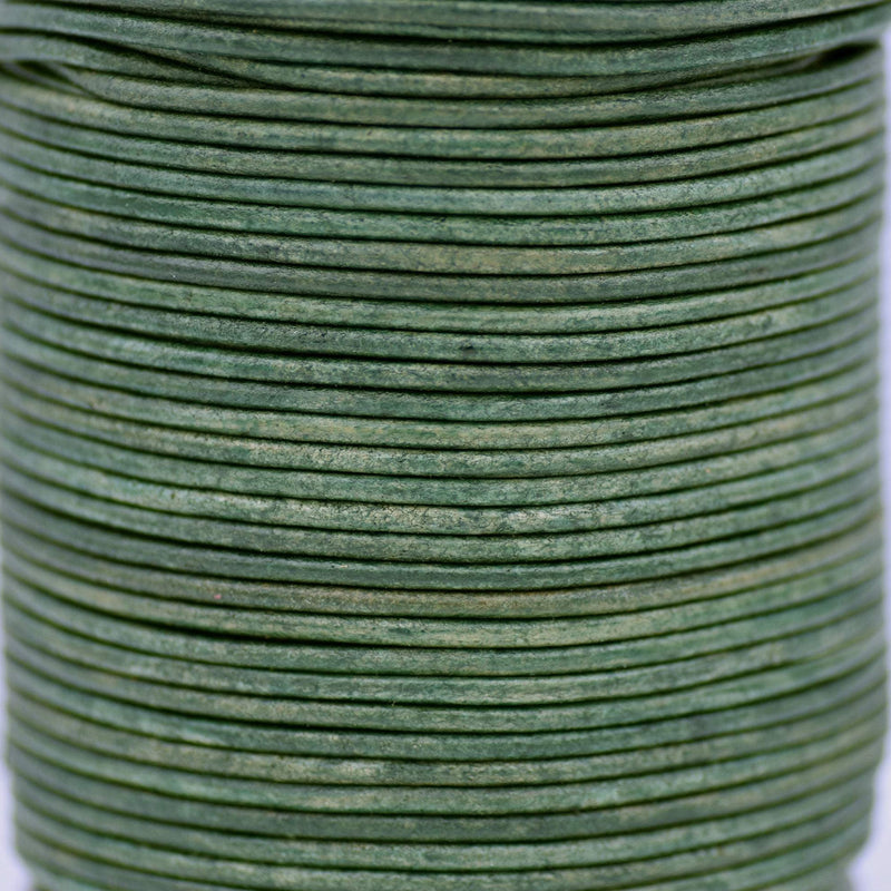 Antique Green Distressed Round  Matt Finish Leather Cord For DIY Jewelry 