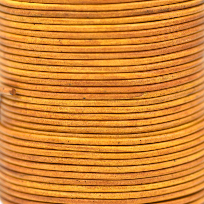 Antique Yellow Brown Leather Cord Round