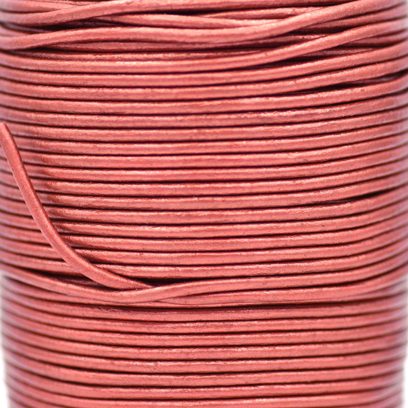 1.5mm Metallic Red Leather Cord - Round