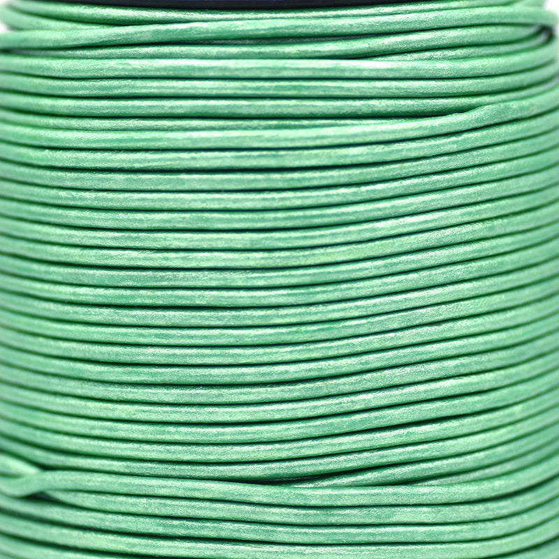 Metallic Leaf Green Leather Cord Round For DIY Jewelry 