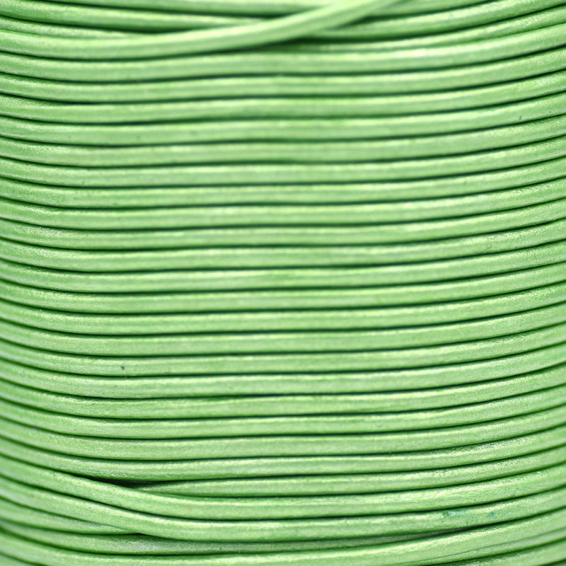 Metallic Green Leather Cord Round
