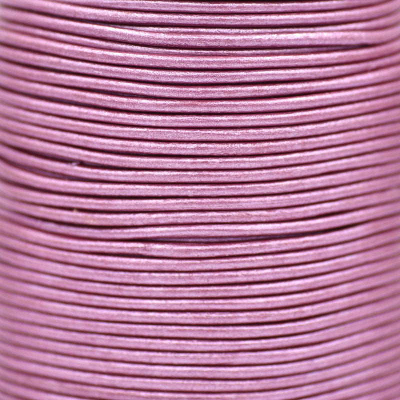 Metallic Mauve Pink Purple Leather Cord Round