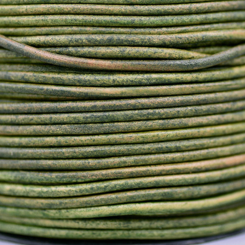 Emerald Vintage Green Leather Cord Round For DIY Jewelry 