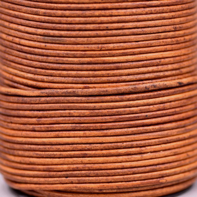 Vintage Natural Brown Leather Cord Round