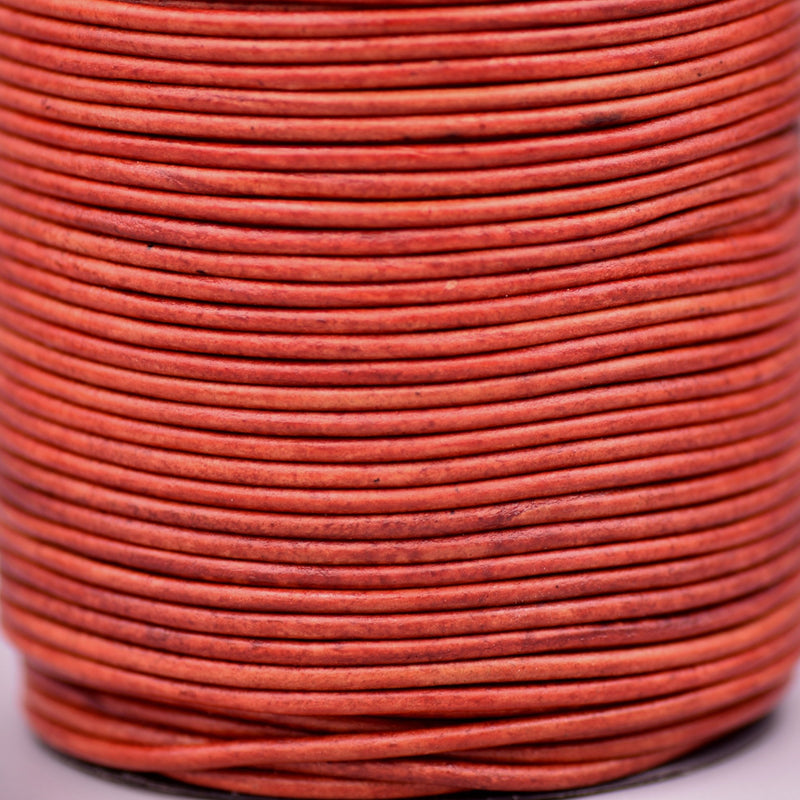 Vintage Red Leather Cord Round