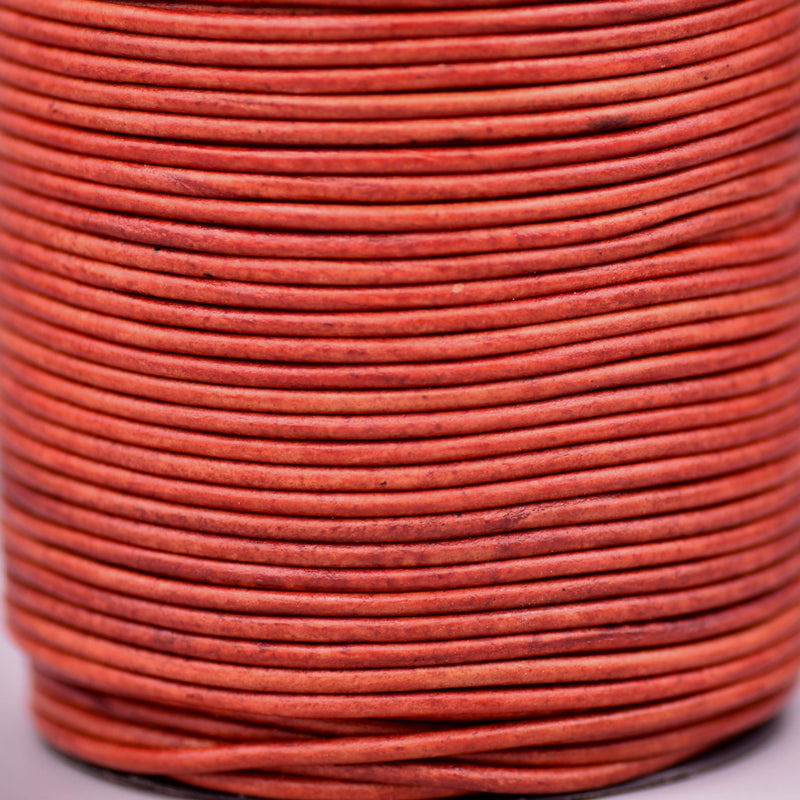 Vintage Red Leather Cord Round Matt Finish For Wrap Bracelets