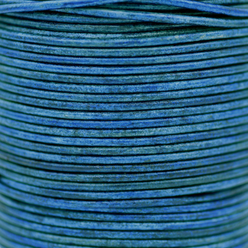 Vintage Ink Blue Leather Cord Round