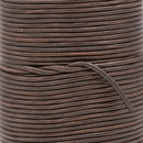 Dark Distress Brown Matt Finish Leather Cord Round