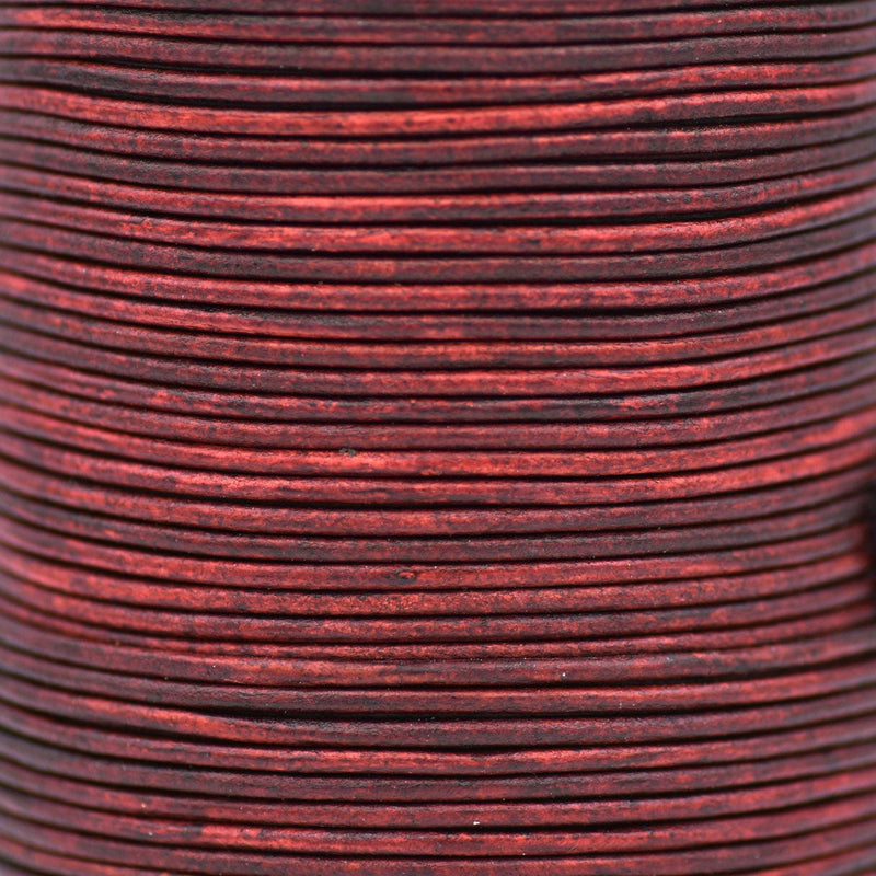 Red Wine Color Matt Finish Leather Cord Round For DIY Jewelry 