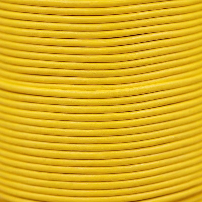 Yellow Color Leather Cord Round For DIY Jewelry 