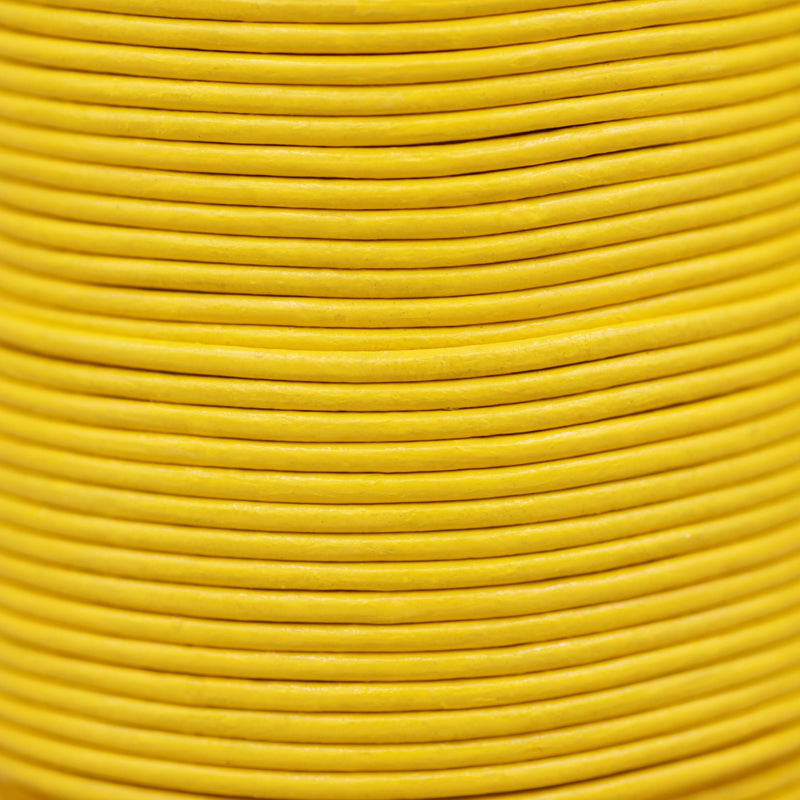 Yellow Color Leather Cord Round For Wrap Bracelets 