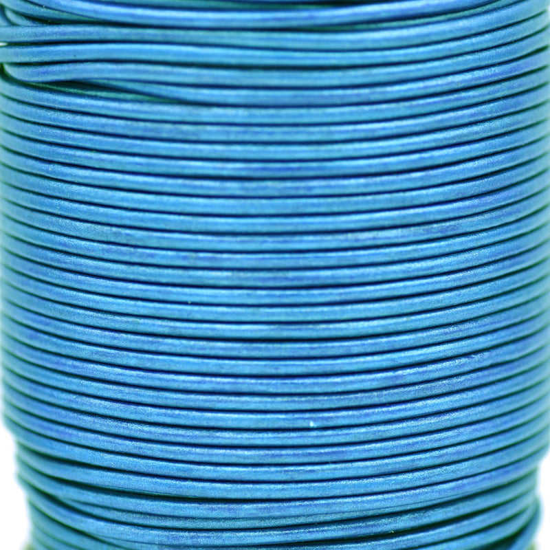 Metallic Blue Leather Cord Round