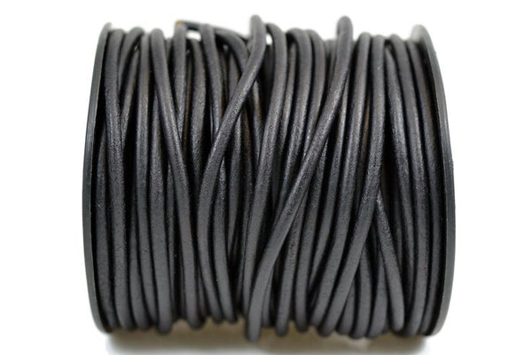 Natural Black Matte Finish Leather Cord Round For DIY Jewelry