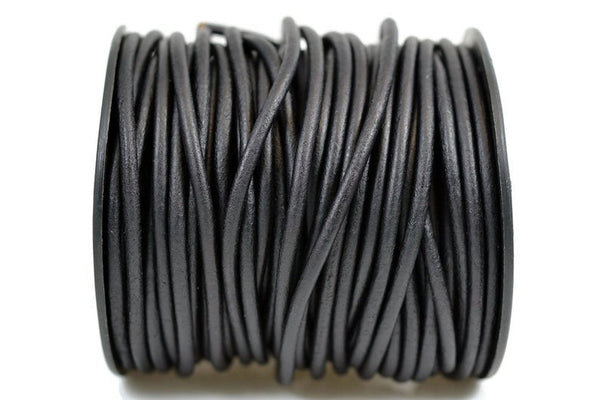Natural Black Matte Finish Leather Cord Round For DIY Jewelry 