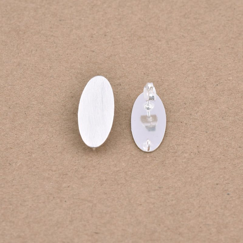 Silver Plated Oval Earring Studs
