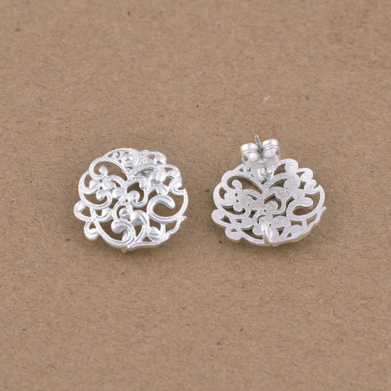 Silver Floral Earring Components Ear Studs For Earring Makings 