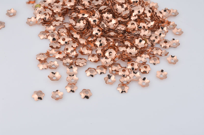 Rose Gold Flower Bead Caps For Jewelry Makings