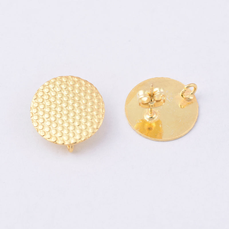 Gold Textured Earring Components Ear Studs For Earring Makings