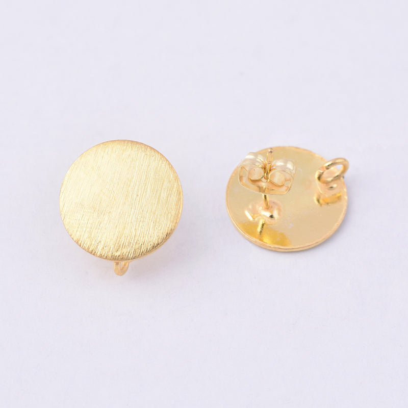Gold Brushed Circle Earring Components Ear Studs For Earring Makings