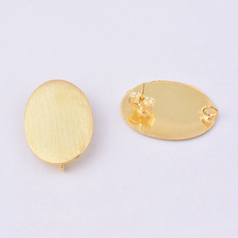 Gold Brushed Oval Ear Studs For Earring Makings