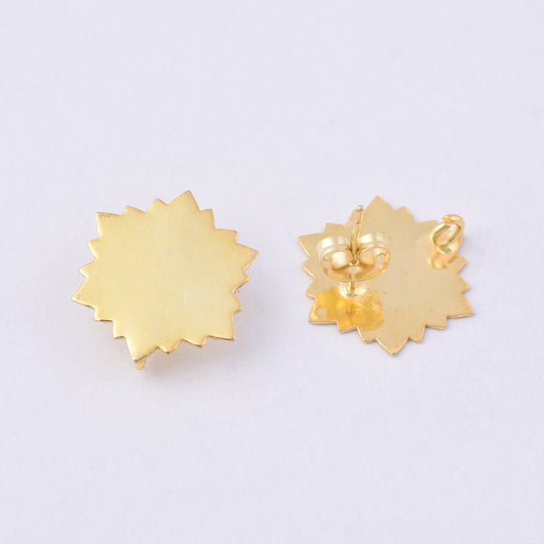 Gold snowflake post earring ear studs for earring makings 