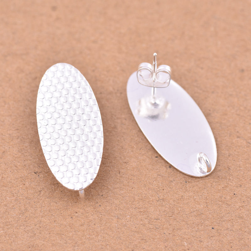 Silver oval post earring textured ear studs For Earring Makings 