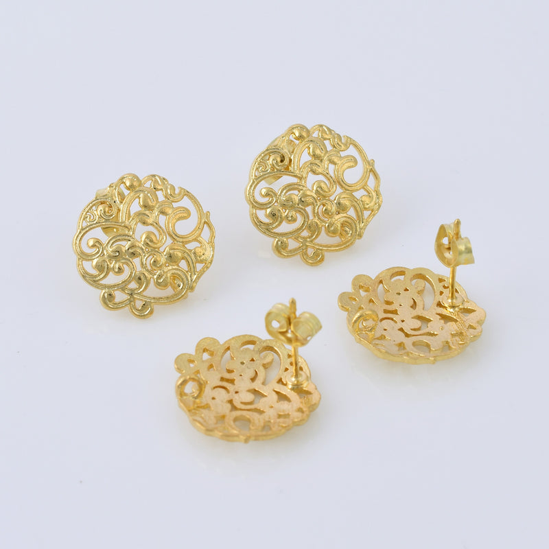 Gold Floral Earring Components Ear Studs For Earring Makings