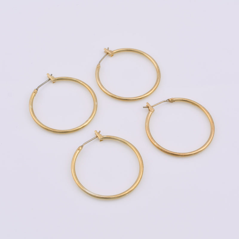 Gold Round Ear Hoops Components For Earring Makings