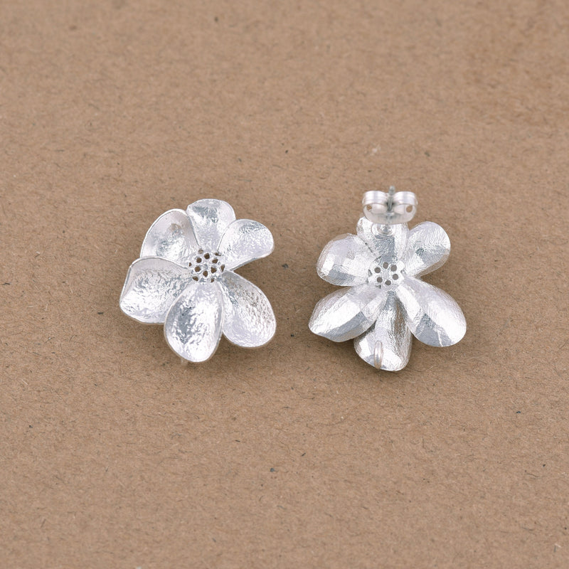 Silver Flower Post Earring Components Ear Studs For Earring Makings