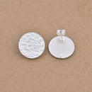 Silver Textured Round Ear Studs For Earring Makings