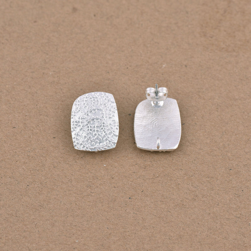 Silver rectangular post earring hammered ear studs For Earring Makings 