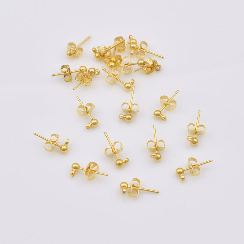 Gold Ball Stud Post Earring for earring makings 