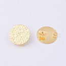 Gold Textured Circle Earring Components Ear Studs For Earring Makings