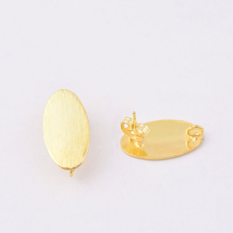Gold Brushed Oval Earring Components Ear Studs For Earring Makings