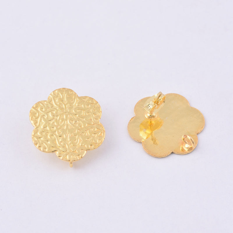 Gold Textured Ear Studs post earring  For Earring Makings