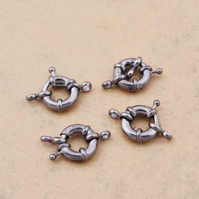 Black / Gunmetal Spring Round Clasp Lobster Clasp For Jewelry Making 