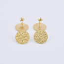 Gold Plated Textured Round Earring Studs