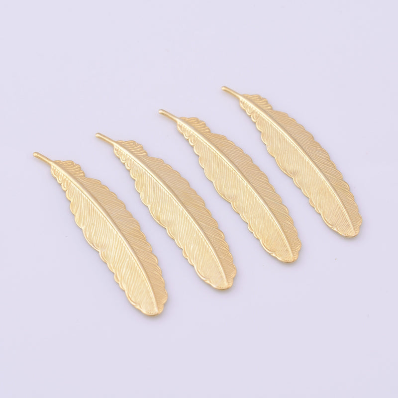 Gold Feather Pendant Charms For Jewelry Makings 