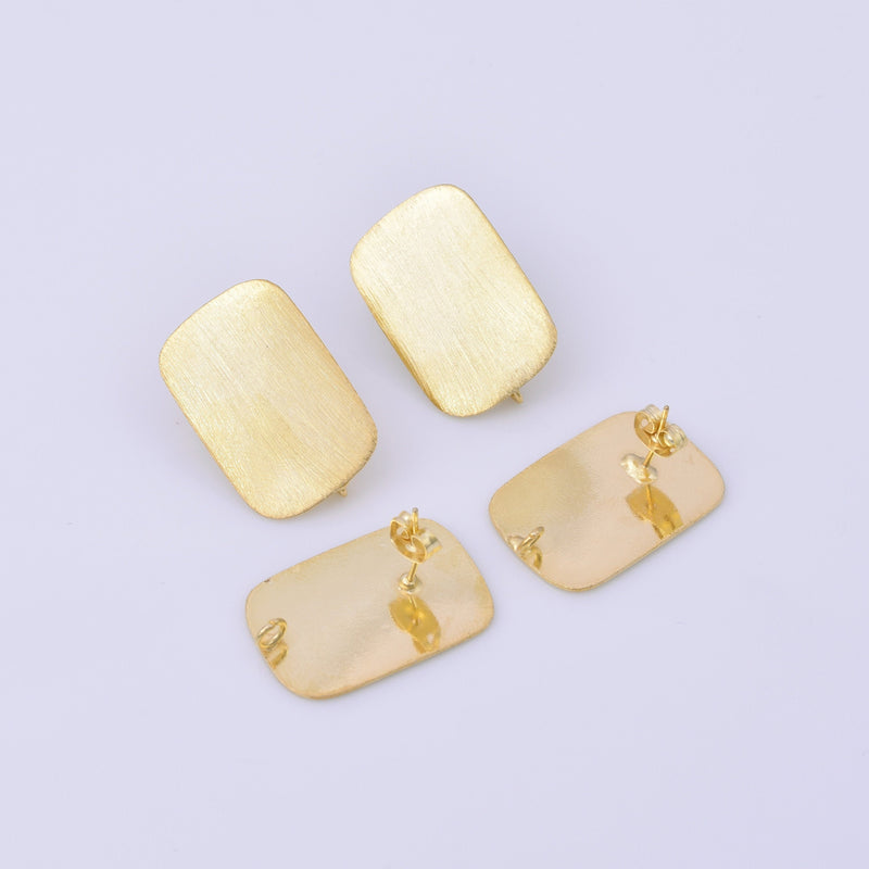 Gold brushed rectangular post earring ear studs For Jewelry Makings 