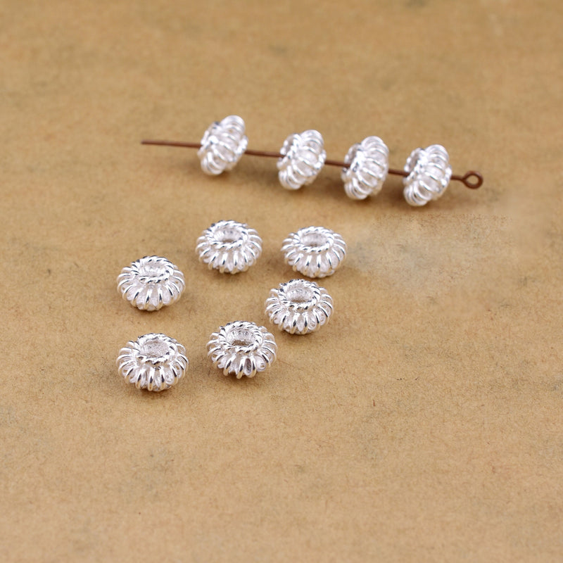 8mm Silver Plated Coil Shape Bali Beads