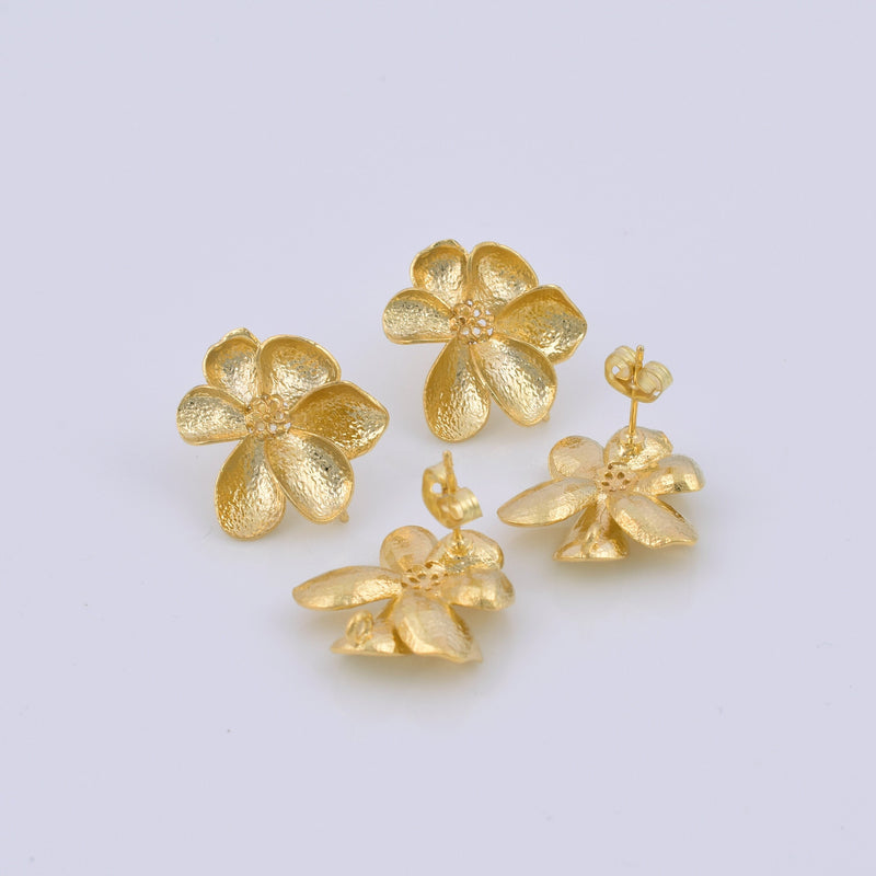 Gold Flower post earring Ear Studs For Earring Makings