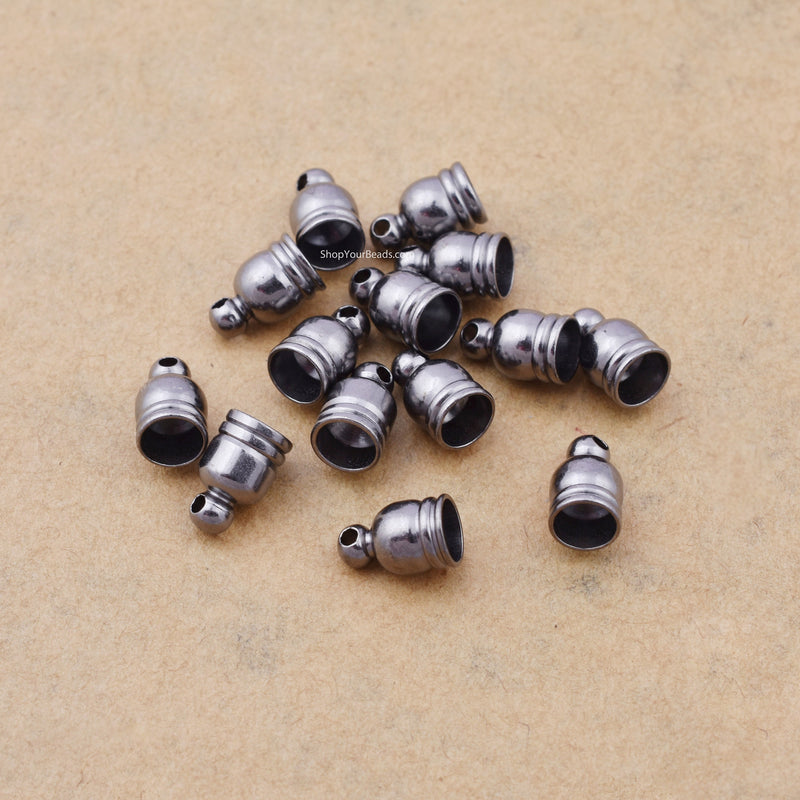Black / Gunmetal Temple Cord End Caps For Jewelry Makings
