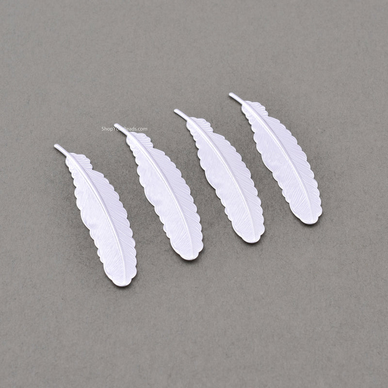 Silver Feather Pendant Charms For Jewelry Makings 